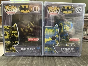 Funko Pop Art Series Batman Black/yellow And Blue/yellow #01 And #02 - Picture 1 of 5