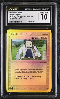 CGC 10 Professor Birch EX Ruby & Sapphire 89/109 Reverse Holo Pokemon Card - Image 1 of 2