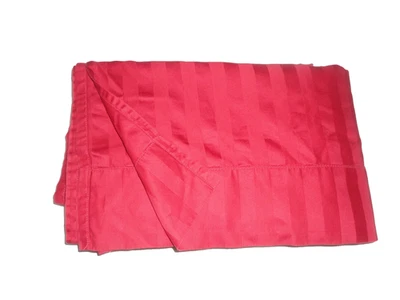 MACY CHARTER CLUB red DOBBY DAMASK STRIPE SATEEN (1) QUEEN FLAT SHEET 88 X 102 - Image 1 of 4