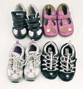 Girls Toddler Shoes Lot Nike/Sketchers/Dora/Robeez Sneakers Size 7.5/8 & 24mths - Picture 1 of 6