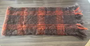 Mantas Ezcaray | Mohair Scarf | Dark Brown & Orange | size around 68” x 14” {EX} - Picture 1 of 9