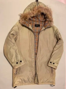 Burberry Black Label Down Coat Nova Check Pattern Beige Nylon Men US size M Auth - Picture 1 of 24
