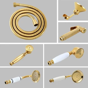 Polished Gold Telephone Style Bathroom Hand Held Shower Head ,1.5m Hose 8zh354 - Picture 1 of 23