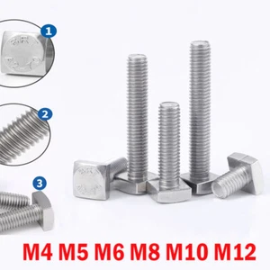Square Head Screws M4 M5 M6 M8 M10 M12 A2(304) Stainless Steel Metric Bolts - Picture 1 of 7