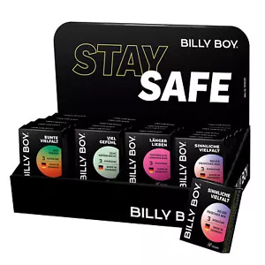 Frei Haus: 84er (28x 3er) Billy Boy Kondome Thekendisplay 4 verschiedene Sorten - Bild 1 von 1