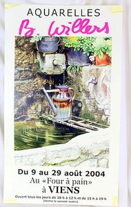 AFFICHE D’EXPOSITION « Brigitte WILLERS Aquarelles» Au « Four à pain » à Viens - Picture 1 of 2