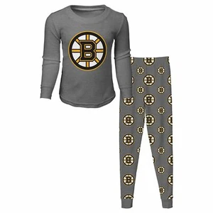 Outerstuff Youth Boston Bruins Long Sleeve T-Shirt & Pants Sleep Set - Grey - Picture 1 of 4