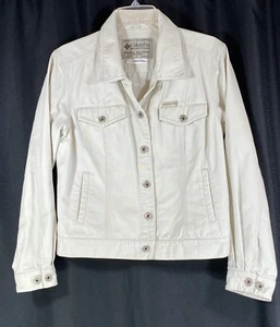 Columbia Tough Mother Jeans Jacket Off White Button Front Women's M - Picture 1 of 12