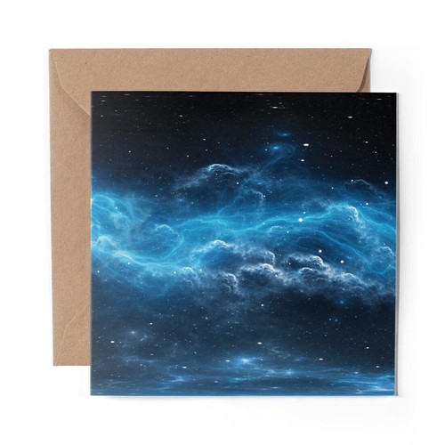 1 x Blank Greeting Card Blue Nebula Space Design Stars Galaxy #170137 ...
