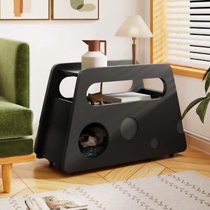 Sideboard Moderner Schwarz Schmal Beistelltisch mit Rollen Mobil für Wohnzimmer - Bild 1 von 12