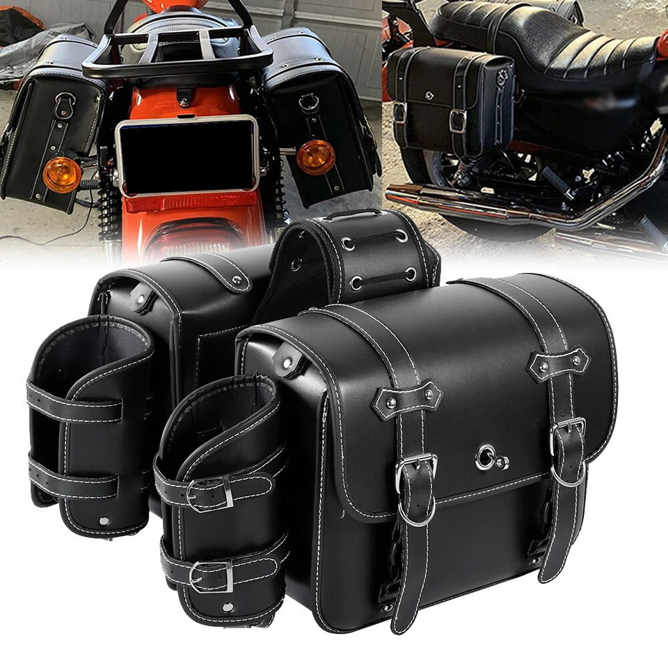 Motorcycle Side Saddle Bags Black For Honda VTX 1300 1800 TYPE C R S N RETRO - Image 1 of 4