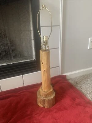 Handmade finished Cedar wood lamp 28.5”x 6” Nice tested & working￼ Hunting Cabin - Image 1 of 4