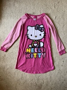 NIGHTGOWN - Hello Kitty - Long Sleeves - Pink - Fleece - Medium 7/8 Girls - Picture 1 of 4