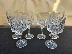 Fostoria Greenfield Clear Heavy Lead Crystal 6 Wine Glasses Goblets 6 1/4" - Bild 1 von 6