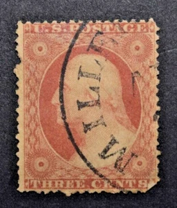 1857-1861 US Stamp Scott #26a 15 1/2 Perf - 3 Cent Washington - Used/NG/LH/VG-F - Picture 1 of 2