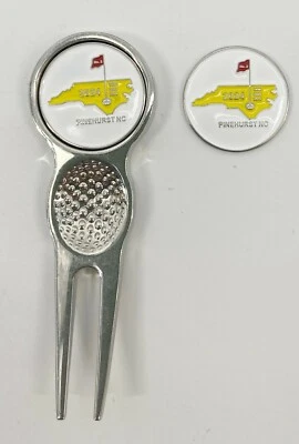 2024 US OPEN Golf Divot Repair Tool Silver Pinehurst No. 2 Ballmarkers [2] NEW — 第 1/2 张图片