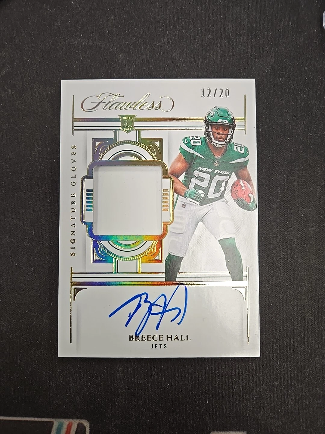 2022 Panini Flawless Breece Hall /20 Rookie Autograph Signature Gloves Nm