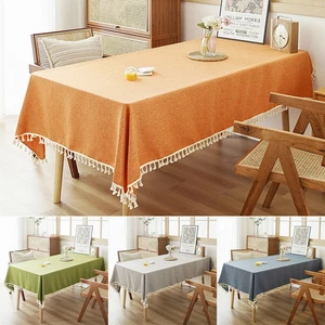 Rectangle Table Cloth Dust Cover Dining Home Decor Tablecloth with Tassel Lace  - Picture 1 of 16
