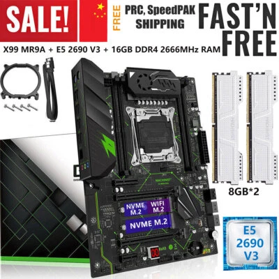 LGA 2011-v3 X99 MR9A PRO Motherboard + E5 2690 V3 CPU 16GB DDR4 2666 MHz RAM M.2 - Image 1 of 4