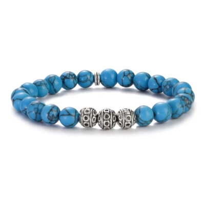 8MM Stone Beaded Bracelets Yoga Healing Bracelet Tibetan Handmade For Women Men - Image 1 of 4
