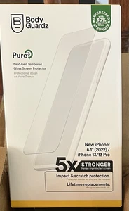 6 - Body Guardz Pure3 Glass Screen Protector fo iPhone 14 / iPhone 13 (6.1") - Picture 1 of 3