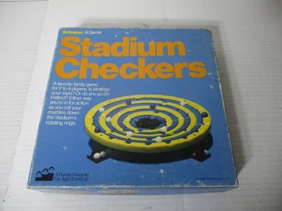 STADIUM CHECKERS A SCHAPER GAME 1976 COMPLETE ALL 20 MARBLES - Image 1 of 4