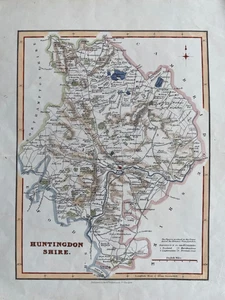 1833 Antique Map; Huntingdonshire by Robert Scott - Picture 1 of 2
