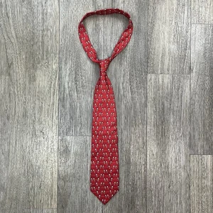 Corbata de seda vintage Yves Saint Laurent YSL roja blanca con estampado de pájaros corbata de diseñador - Imagen 1 de 5