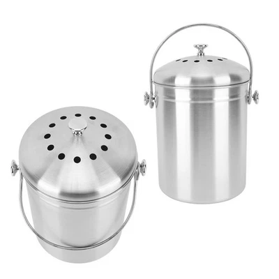 Countertop Compost Bin Round Multipurpose Stainless Steel Kitchen Compost Bin - Image 1 of 4