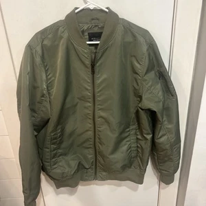 Structure Collection- Green Bomber Style Jacket ,RibCollar, Cuff & Hem, Large - Picture 1 of 10
