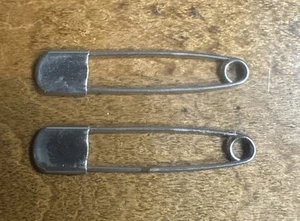 2 Vintage Sicherheitsnadel starke Stärke Metall Kilt Pin Brosche Silber 2 Zoll - Bild 1 von 5