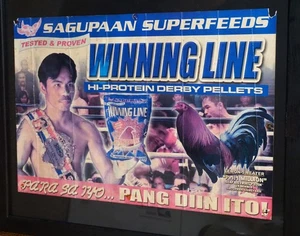 MANNY PACQUIAO ENDORSES COCKFIGHTING FOOD--PHILIPPINE AD framed (very rare) - Picture 1 of 1
