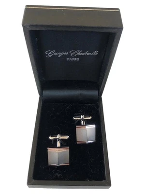 GEORGES CHABROLLE Gemelli Uomo Argento Eleganti Business - Immagine 1 di 3