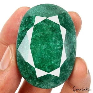 230 Ct Natural Green Emerald Oval Cut Faceted Earth Mined Certified Gemstone - Picture 1 of 7