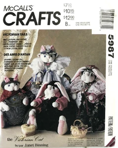 1992 Plush Victorian Cat Bunny Dolls Clothes Sewing Pattern McCall's 5987 OOP - Picture 1 of 2