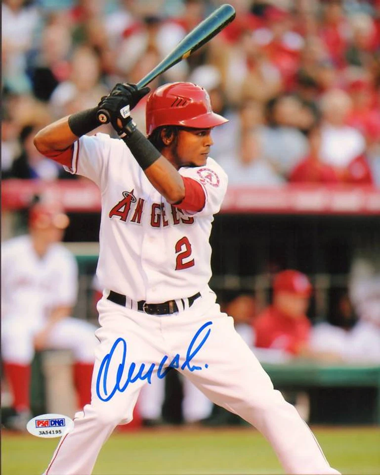 Foto firmada por Erick Aybar de los Ángeles de béisbol 8x10 certificado de autenticidad PSA/DNA foto de estrella autógrafo Foto 1 de 1