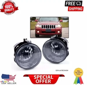 Set Of 2 Smoked Lens Fog Light Lamps W/Bulbs Fit For 05-2010 Jeep Grand Cherokee - Picture 1 of 6