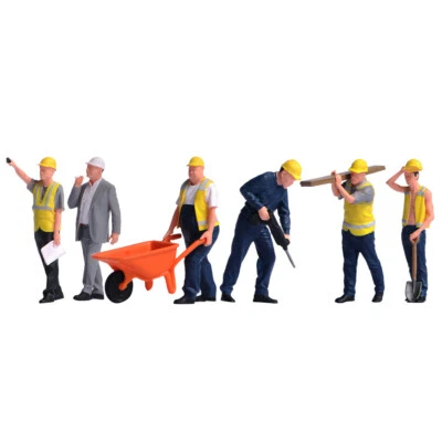 6pcs 1/64 Truck Workers Construction Scene Figurine Dolls Fit Cars vehicle Toys - Image 1 of 4