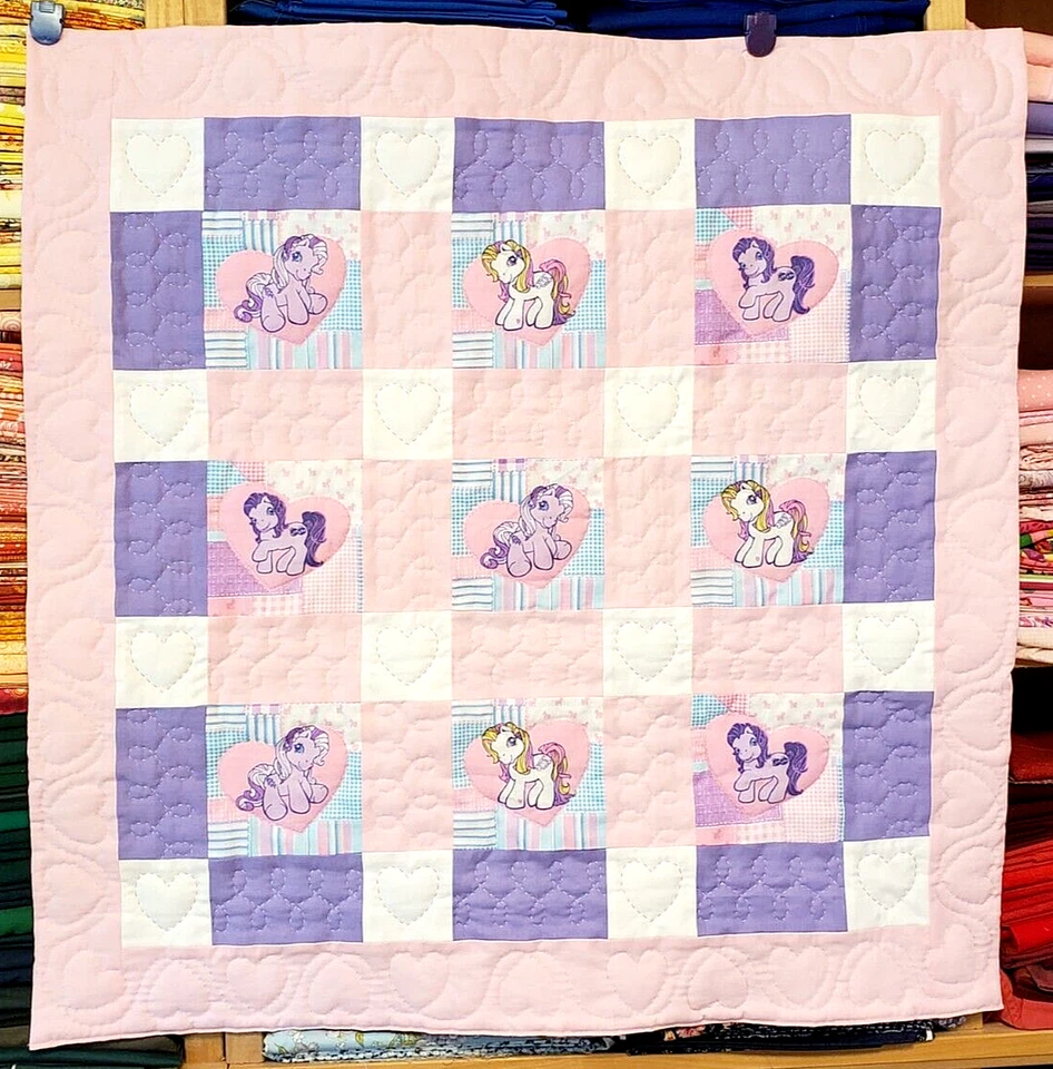 Nuevo Edredón de Retazos Diseño "My Little Pony" Hecho a Mano y Acolchado a Mano para Bebé Niña Foto 1 de 4
