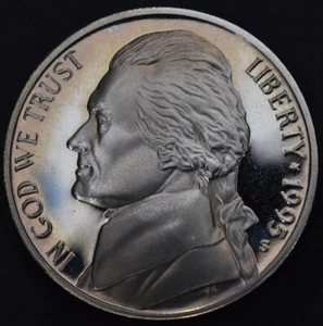 1995 S JEFFERSON NICKEL GEM DCAM PROOF, 5C (N6) - Picture 1 of 2