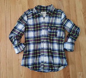 NWT Vintage Women Abercrombie slim plaid casual button down shirt Y2K Flannel - Picture 1 of 3