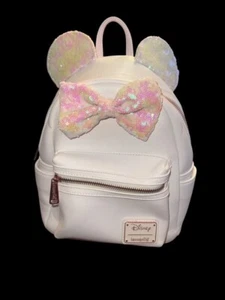 Lounge Fly Disney Minnie Mouse Iridescent Pink Sequin Bow & Ears Backpack - Picture 1 of 12