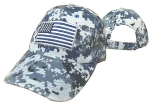 NAVY BLUE NWU Camo USA American Flag Patch Military Tactical Operator Cap Hat - Picture 1 of 2