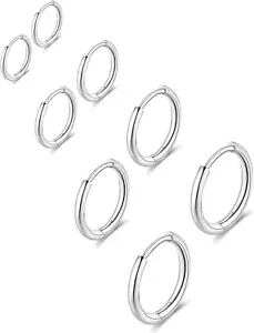 316L Surgical Stainless Steel Huggie Hoop Earrings 6Mm 8Mm 10Mm 11Mm 12Mm 14Mm H - Picture 1 of 12