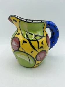 Colorful PeFi Costa Rica Pottery Small Pitcher Jug Vase Signed Dated 2000 - Picture 1 of 11