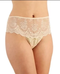 I.N.C. International Concepts High Waist Lace Thong Almond Latte - Picture 1 of 8