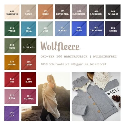 Wollfleece Meterware uni, Wollstoff, 100% Schurwolle, weiche Wolle *Ab 50cm - Bild 1 von 4