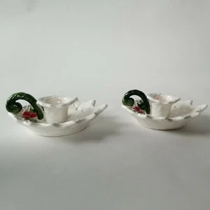2 Lefton Weihnachtskerzenhalter Stechpalme Beere Griff Japan 1970 6052 - Bild 1 von 7