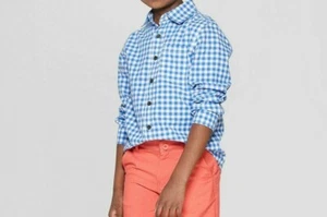 NUEVO CON ETIQUETAS Camisa Cat & Jack Niños Azul Guinga Manga Larga Abotonada Talla XXL 18 - Imagen 1 de 1