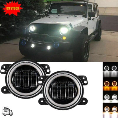 AUXBEAM Pair 4" LED Fog Lights Angel Eye Driving Lamp for Freightliner Coronado - Image 1 of 4